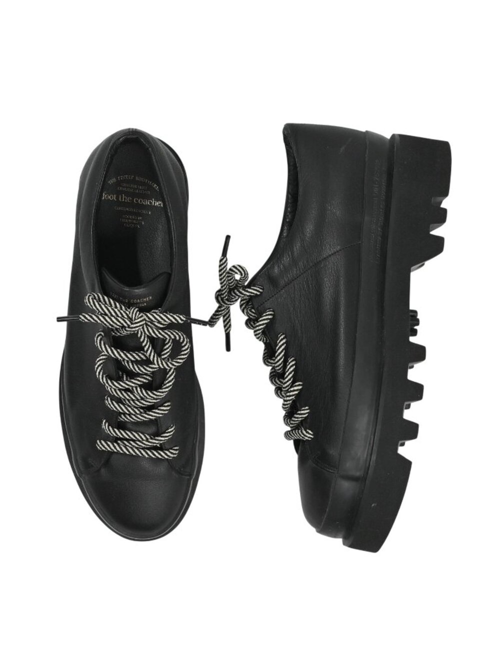 Foot The Coacher Genuine Leather Chunky Lug Sole Shoes in Black